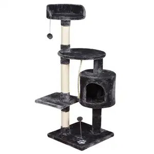 High Quality Pet Scratcher House Tower Condo Cat Trees Grey DBX Sustainable Toy for Cats Christmas Tree with Ball CN;FUJ