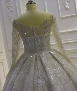 NDA10198 Nouvelle robe de mariée blanche de <span class=keywords><strong>grande</strong></span> <span class=keywords><strong>taille</strong></span>, à manches longues et ajustée, pour femmes - Product Image 2