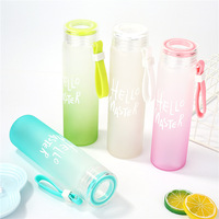 Seaygift botol air kaca buram kreatif, botol air gaya panjang 400ml harga rendah grosir warna-warni