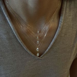Collar Minimalista de Plata Pura S925 de Doble Capa para Mujer, Cadena de Hueso de Serpiente, Colgante de Gota de Agua, Estilo Moderno - Product Image 1