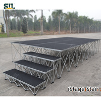 SIL mariage décoré incurvé rond scène étape escalier théâtre événement Concert acrylique mobile en aluminium Portable pliant scène escaliers