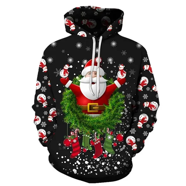 Fashion Men Women 3D Santa Deer Print Christmas Hoodies Snowman Christmas Baseball Shirt