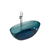 Baignoire autoportante moderne en résine violette élégante, écologique, artistique et transparente, pour salle de bain intérieure