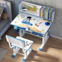 Conjunto de Mesa y Silla de Altura Ajustable con Estanterías, Estructura de Acero, Escritorio de Estudio para Escuela, Muebles para Aula