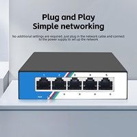 Switch Ethernet Rápido de 5 Puertos 10/100Mbps RJ45, Carcasa Metálica, No Administrado, Montable en Escritorio/Pared, Plug and Play, Capacidad de 1Gbps