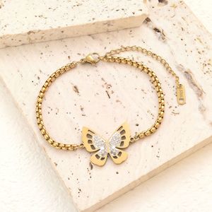 Pulsera de <span class=keywords><strong>Mariposa</strong></span> de Acero Inoxidable al por Mayor para Mujer, Chapada en Oro de 18K, Elegante, Resistente al Deslustre, Joyería de Moda, Regalo - Product Image 1