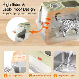 Entrada frontal Saída superior Fácil Limpar <span class=keywords><strong>Cat</strong></span> Toliet <span class=keywords><strong>Sand</strong></span> Box Dobrável Plástico Semi-Fechado Grande Aço Inoxidável Kitty <span class=keywords><strong>Cat</strong></span> Litter Box - Product Image 3