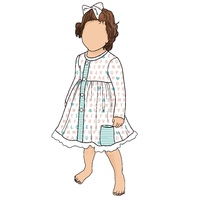 Gaun Anak Perempuan Little Glow Kids Desain Baru Modis Lengan Panjang Lucu Bermotif Kerah O Kancing Depan untuk Bayi Perempuan