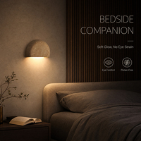 Lámpara de Pared Moderna de Travertino Amarillo Natural, Forma de Media Luna, LED G9, Aplique de Pared de Piedra para Interiores, CRI90, 3000K, Luz Cálida para Dormitorio