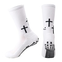 Chaussettes de sport personnalisées ODM, antidérapantes avec semelle à picots, athlétiques, professionnelles, à thème religieux, tricotées, avec bordure épaisse et base renforcée
