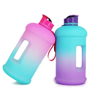 Toptan popüler ürün çok hissediyorum PETG yeniden kullanılabilir spor salonu yarım galon plastik içme suyu şişesi