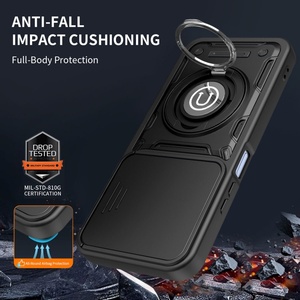 Funda Magnética Antigolpes para Teléfono con Anillo y Ventana Deslizante de TPU y PC de Diseño Empresarial de Alta Calidad para OPPO REALME15X/REALMEC85 - Product Image 2