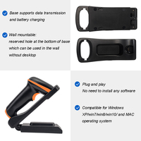 Scanner de pistolet de lecteur de codes à barres Bluetooth 1D longue portée avec base de charge