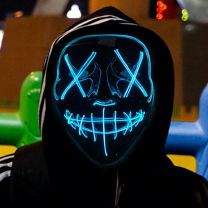 <span class=keywords><strong>Masque</strong></span> de cosplay d'Halloween en PVC avec lumière froide <span class=keywords><strong>LED</strong></span>, motif fantôme effrayant pour fête costumée - Product Image 4