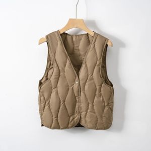 Новый модный укороченный жилет из нейлона <span class=keywords><strong>Pinghu</strong></span> Down Liner: легкий, с воротником-стойкой на три пуговицы, винтажный, стройнящий, для ношения под одеждой - Product Image 4