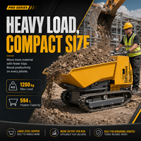 Mini-dumper sur chenilles EPA Euro 5 à chargement automatique et basculement automatique pour le transport de béton, de mortier et de ciment