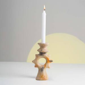 Portavelas de Cerámica Blanco Estilo Antiguo, Hecho a Mano, Forma de Pilar, Sección Inferior de 7 cm y Altura de 21 cm, para Linterna o Vela - Product Image 5