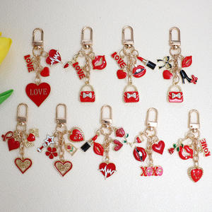 Nouveau goutte à goutte huile <span class=keywords><strong>rouge</strong></span> saint valentin baguette magique amour Rose fleur de cerisier porte-clés créatif mignon pendentif - Product Image 1