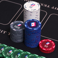 Jetons de poker Texas Hold'em en céramique personnalisés de 43 mm, écologiques et durables, inodores, pour les soirées casino et les clubs de poker