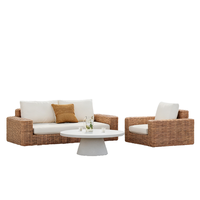 Ensemble de salon de jardin 4 places de luxe moderne, durable et confortable en rotin PE et aluminium résistant aux intempéries
