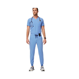Uniforme Médico de Tela Cómodo para Hombre Color Azul Cielo con Logotipo Personalizado, Traje Sanitario para Uso Hospitalario, Talla 3XL - Product Image 2