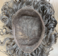 Top qualité vrais cheveux humains toupet bouclés naturels sel et poivre #1b80 remplacement de cheveux humains gris 8x10 toupet en dentelle complète pour les hommes