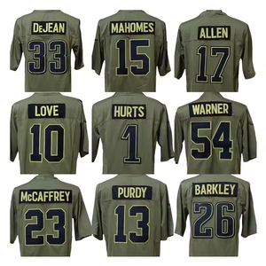 Camiseta de Fútbol Americano Salute Green Stitched US American 15 Patrick Mahomes 17 Josh Allen 1 Jalen Hurts 23 McCaffrey 26 Barkley - Product Image 1