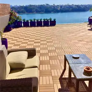 Piso de enclavamiento duradero DIY portátil Venta caliente Patio al aire libre Casa WPC Azulejos de cubierta respetuosos con el medio ambiente