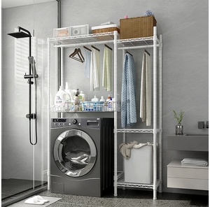 <span class=keywords><strong>Étagère</strong></span> de rangement réglable en acier au carbone de haute qualité, revêtement poudré blanc, pour machine à laver, <span class=keywords><strong>buanderie</strong></span> ou salle de bain - Product Image 4