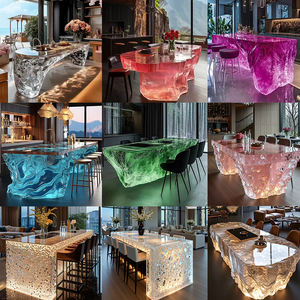 Table <span class=keywords><strong>de</strong></span> réception <span class=keywords><strong>d</strong></span>'hôtel <span class=keywords><strong>de</strong></span> luxe haut <span class=keywords><strong>de</strong></span> gamme en résine transparente, restaurant, villa, cuisine, table en cristal lumineux, rivière <span class=keywords><strong>de</strong></span> glace, île - Product Image 2