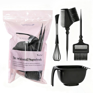 Juego de brochas para teñir el cabello, herramientas de peluquería de plástico negro, brocha para tazón, peine, exprimidor de crema, mezclador, duradero, talla única - Product Image 3