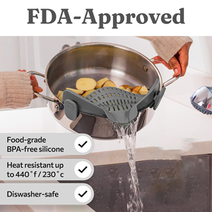 Colador de Silicona de Alta Calidad para Pasta, Clip de Silicona Ajustable, Plegable, Colador de Olla de Cocina, <span class=keywords><strong>Escurridor</strong></span> de Silicona - Product Image 3