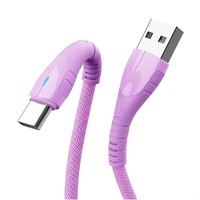Ukalun 1M 2M Nylon trenzado 3A 60W USB C Cable de carga LED Durable SR USB a Tipo-C Cable DE DATOS LED de carga rápida