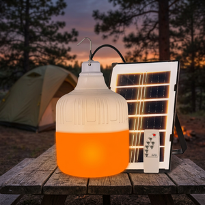 Ampoule LED rechargeable d'urgence avec télécommande, DC5V-6V, 100W, ∅10,5cm, charge USB/panneau solaire, batterie 1800mAh avec panneau solaire 3W - Product Image 6
