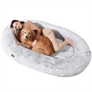 WOZOKE Cuccia Gigante per Cani a Grandezza Naturale per Adulti e Animali Domestici 74x50x12 Pollici, in Memory Foam Antidolorifico, Pelliccia Sintetica, Forma Ovale, Antiscivolo - Product Image 1