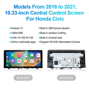 วิทยุติดรถยนต์ Navihua ระบบ Android ไร้สาย รองรับ Carplay พร้อม GPS มัลติมีเดีย WIFI+4Gt เครื่องเล่นสเตอริโอ วิดีโอ สำหรับรถยนต์ Honda CIVIC ปี 2016-2021 - Product Image 6