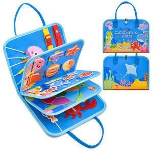 Tableau d'activités en feutre personnalisé pour enfants, thème animaux marins, pour l'apprentissage des compétences, des mathématiques, des formes, des couleurs et de l'horloge - Product Image 2