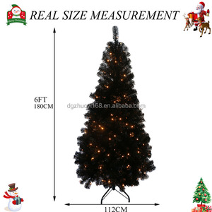<span class=keywords><strong>Albero</strong></span> di Natale e Halloween nero da 180 cm con luci arancioni, interamente in PVC - Product Image 2