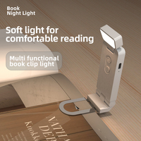 Lampe de lecture multifonctionnelle moderne, clip de livre, DC 5V, USB Type-C rechargeable, 5 niveaux de luminosité réglables, protection des yeux, compatible AC/DC, mini