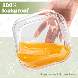 Snap-Locking Square Glass Meal Prep <b>Containers</b> <b>Plastic</b> <b>Lid</b> Microwave Freezer Safe Dishwasher Safe BPA-Free Heatable Leak Proof - Product Image 4