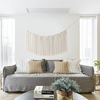 Décoration murale en macramé en corde de coton faite à la main, 7 pièces, guirlande triangulaire, tapisserie tissée contemporaine, décoration artistique pour salon