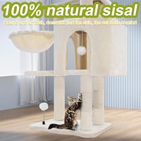 Arbre à chat en bois à 4 niveaux, écologique, classique, pour intérieur/extérieur, toutes saisons, avec hamac de 40 pouces et perchoir en forme de nuage (blanc)