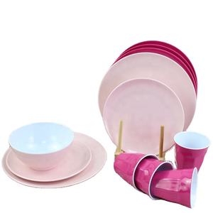 Service de table spécial de luxe, vaisselle personnalisée, en mélamine et rose, 3 pièces, LFGB - Product Image 1