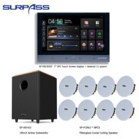 Ensemble audio mural Tuya Zigbee 7 pouces PW7830T+FCR63+ASH10, caisson de basses 120W + 8 enceintes de plafond 30W, système de sonorisation Villa BGM