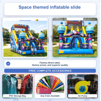 Toboggan gonflable commercial en PVC pour l'extérieur, thème Espace, avec château gonflable combiné, idéal pour la location