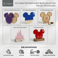 Livre d'or 3D personnalisé en forme de tête de souris de dessin animé |   Boîte à messages personnalisée pour table de mariage |   Décorations de fête prénatale en gros 2026