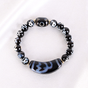 Pulsera de Cuentas de Ágata Dzi de 9 Ojos, Estilo Tibetano, Joyería de Moda con Cristales Naturales al por Mayor - Product Image 1