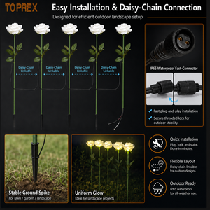 Toprex Decor Outdoor IP65 LED Rose <strong>Flower</strong> <strong>Light</strong> Commercial Landscape Wedding Event Project Motif Stake Garden Lighting - Product Image 4