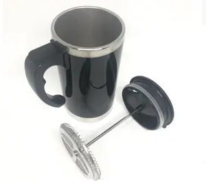 Mini cafetière à presse française, tasses à café de voyage à Double paroi doublée en acier inoxydable