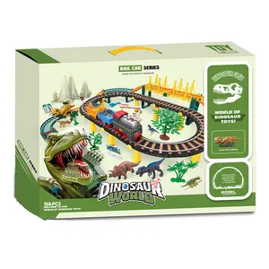 Yüksek kaliteli eğitici yuvası oyuncaklar tren oyuncak setleri dinozor araba parça seti elektrik
